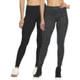 thumbnail image 1 of Felina Sueded Athleisure Performance Legging (2-Pack) Womens Leggings w/Slimming Waist Band Style: C3690RT (Nine Iron Zebra Black, X-Large), 1 of 3