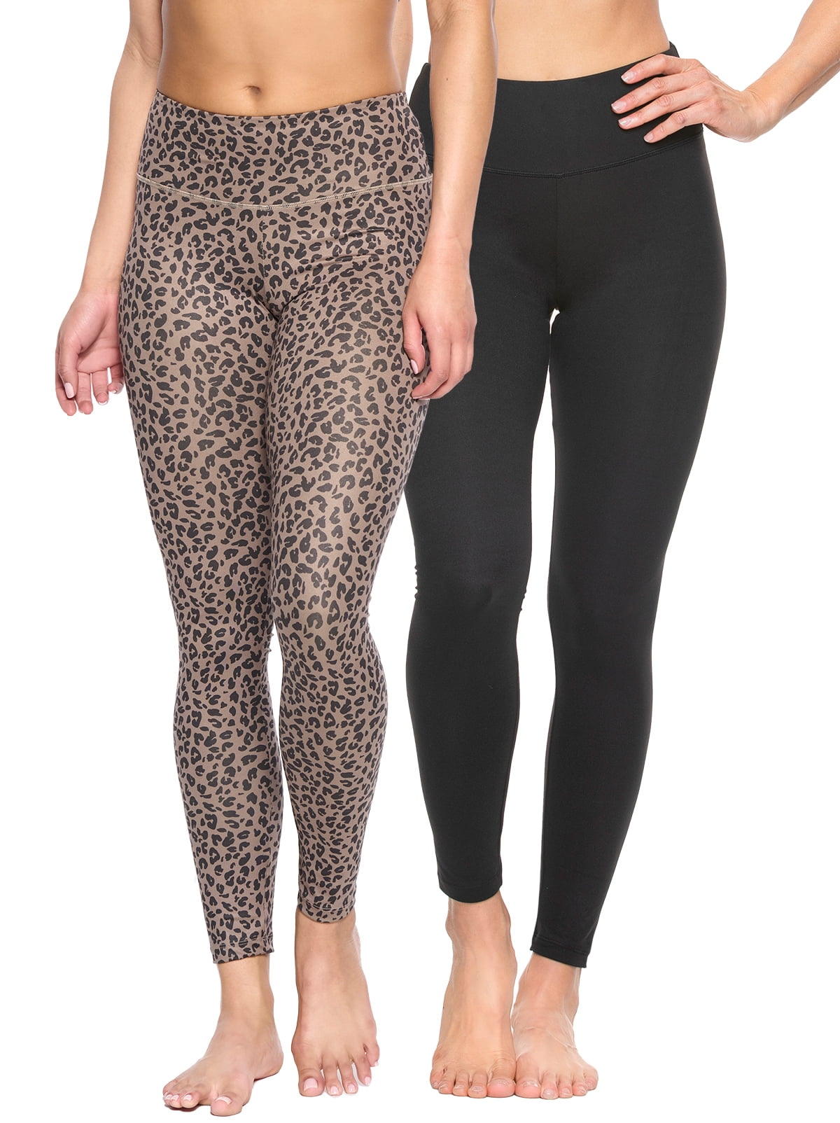 Felina Sueded Athleisure Performance Legging (2-Pack) Womens Leggings  w/Slimming Waist Band Style: C3690RT (Raven Leopard Black, X-Small)