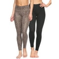 thumbnail image 1 of Felina Sueded Athleisure Performance Legging (2-Pack) Womens Leggings w/Slimming Waist Band Style: C3690RT (Raven Leopard Black, X-Small), 1 of 3