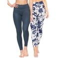 thumbnail image 1 of Felina Sueded Athleisure Performance Legging (2-Pack) Womens Leggings w/Slimming Waist Band Style: C3690RT (Shadow Floral Denim, Medium), 1 of 3