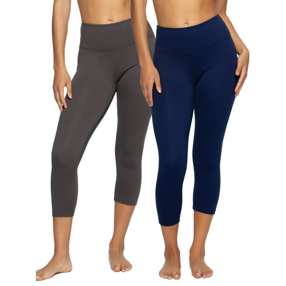 Felina | Sueded Athletic Capri Legging 2-Pack (Navy Charcoal, Medium)