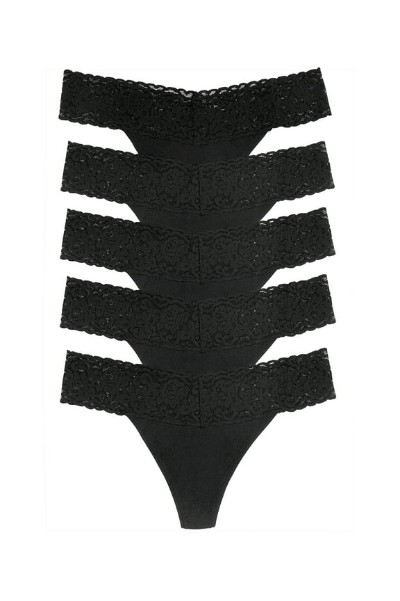 Super Stretchy Lace Top Low Rise Thong | 5-Pack