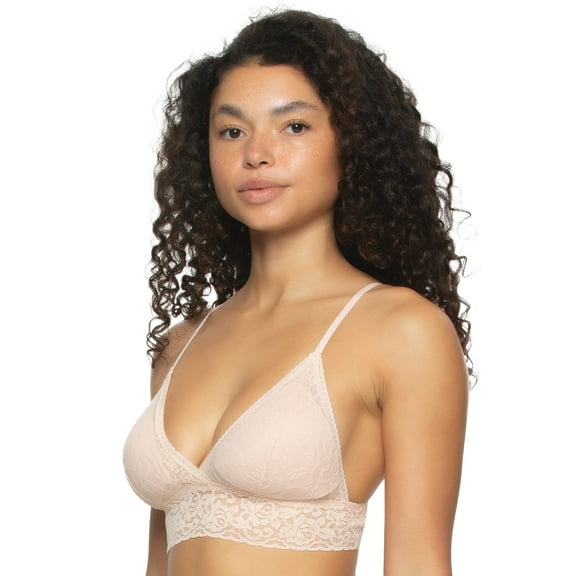 Felina | Super Stretchy Lace Triangle Bralette (Bare, X-Large)