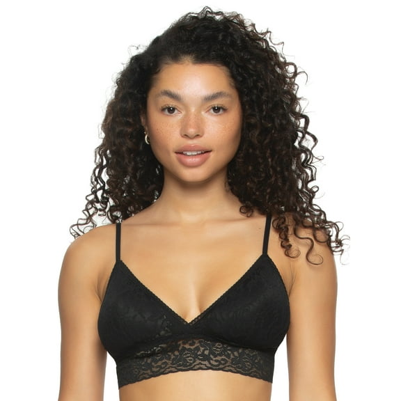 Felina | Super Stretchy Lace Triangle Bralette (Black, X-Large)