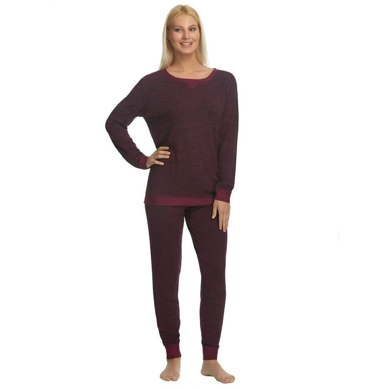 Felina | Taylor French Terry Lounge Set | Crewneck Top | Jogger Pants  (Small, Dark Beet)