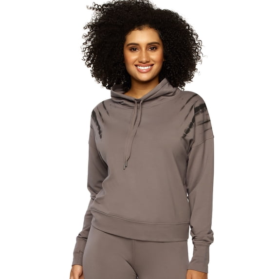 Felina | Tie Dye Terry Funnel-Neck Sweatshirt (Plum Kitten, Medium)
