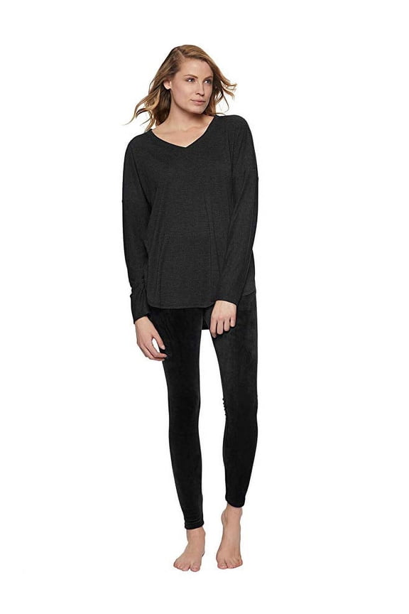 Velour Legging Set in Black; L