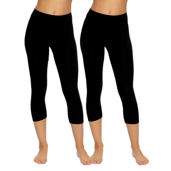 Felina - Velvety Soft Capri Legging 2-Pack - Women's Capri Leggings for Workout and Lounge, Soft Capri Yoga Pants (Black, X-Small)