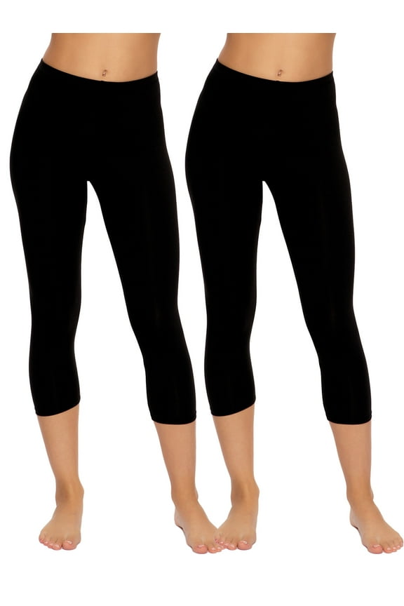 - Velvety Soft Capri Legging 2-Pack - Women's Capri Leggings for Workout and Lounge, Soft Capri Yoga Pants (Black, X-Small)