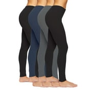 | Velvety Soft Lightweight Leggings | 4-Pack (Black Grey Navy, Small)
