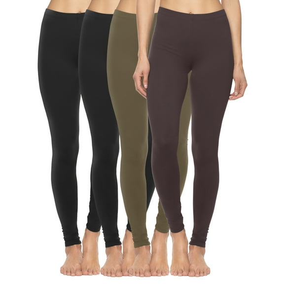 Felina | Velvety Soft Lightweight Leggings | 4-Pack (Coffee Vibes, Large)