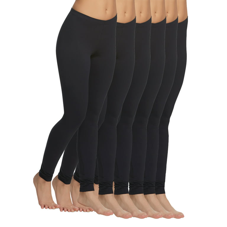 Felina | Velvety Soft Lightweight Leggings | Moisture Wicking | Yoga | 6  Pack (Black, Large)