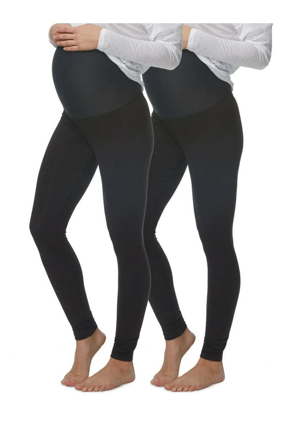 Velvety Soft Maternity Leggings For Women - Yoga Pants For Women, Maternity Clothes - (2-Pack)