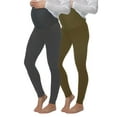 thumbnail image 1 of Felina Velvety Soft Maternity Leggings For Women - Yoga Pants For Women, Maternity Clothes - (2-Pack) (XL, Charcoal Dark Olive), 1 of 1