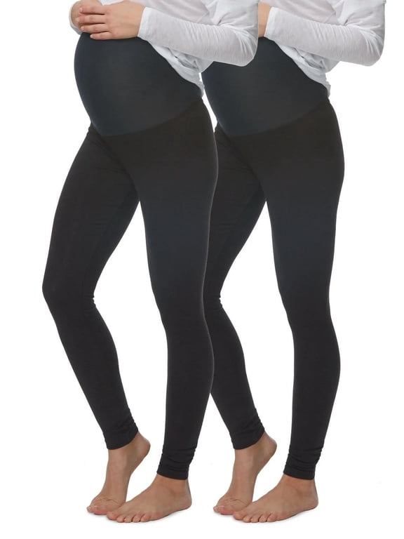 Velvety Soft Maternity Leggings For Women - Yoga Pants For Women, Maternity Clothes - (2-Pack) (XX-Large, Black)