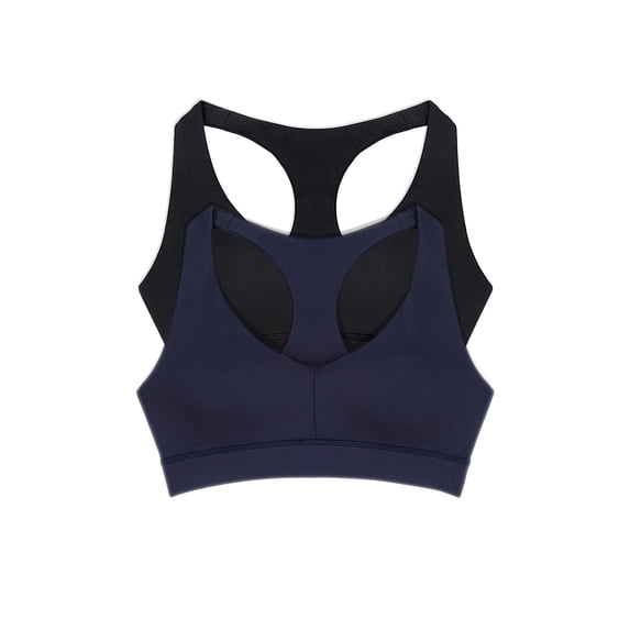 Felina | Velvety Soft Racerback Bralette 2-Pack (Evening Blue Black, X-Large)