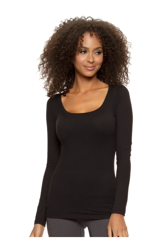 | Velvety Soft Scoop Neck L/S (Black, X-Large)