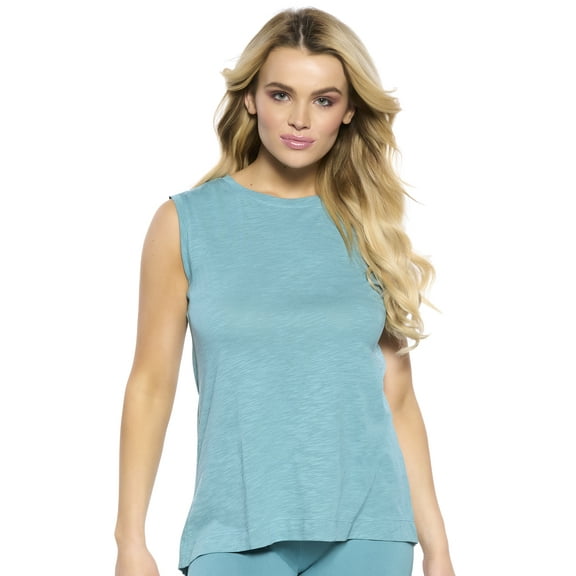 Felina | Velvety Soft Slub High-Low Shell Tank (Teal, Small)