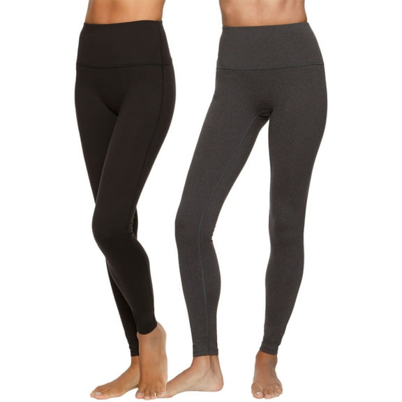 Felina | Velvety Super Soft High-Waisted Legging 2-Pack | Yoga Pants | Workout Clothes for Women (Black Charcoal, Medium)