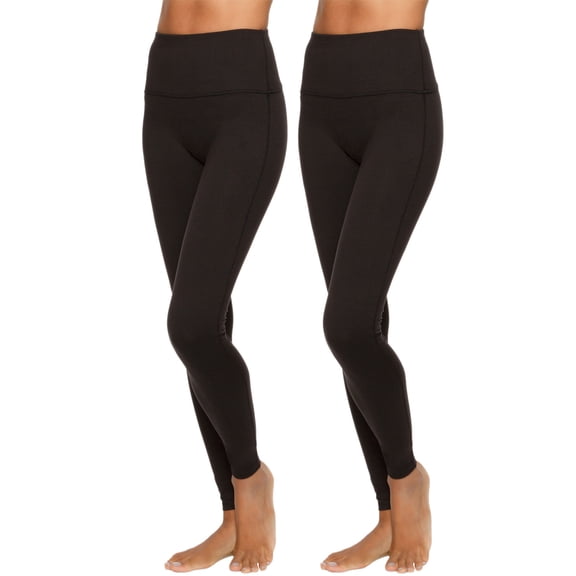 Felina | Velvety Super Soft High-Waisted Legging 2-Pack | Yoga Pants | Workout Clothes for Women (Black, Large)