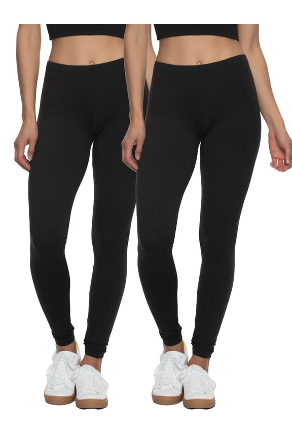 Velvety Super Soft Lightweight Leggings 2-Pack - For Women - Yoga Pants, Workout Clothes (Black, 3X)