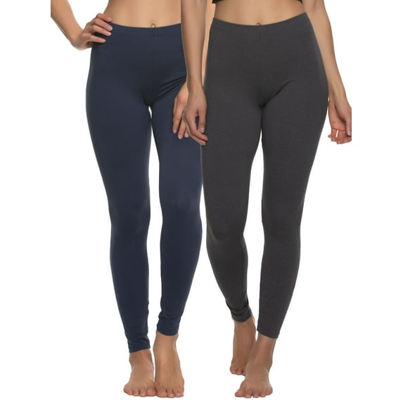 Felina Velvety Super Soft Lightweight Leggings 2-Pack - For Women - Yoga Pants, Workout Clothes (Navy Charcoal, 3X)
