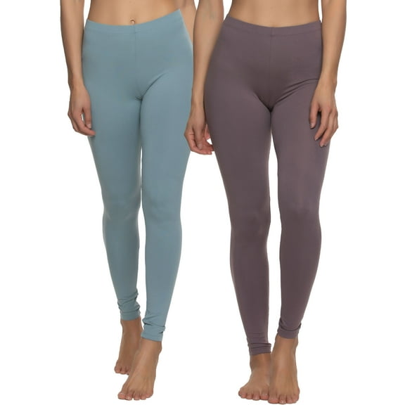Felina Velvety Super Soft Lightweight Leggings 2-Pack - For Women - Yoga Pants, Workout Clothes (Vintage Indigo Plum Wine, Large)
