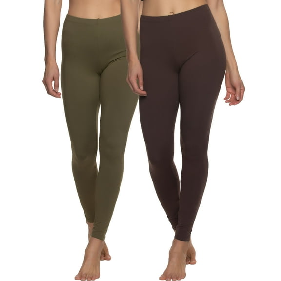 Felina Velvety Super Soft Lightweight Leggings 2-Pack - For Women - Yoga Pants, Workout Clothes (Warm Desert, X-Large)