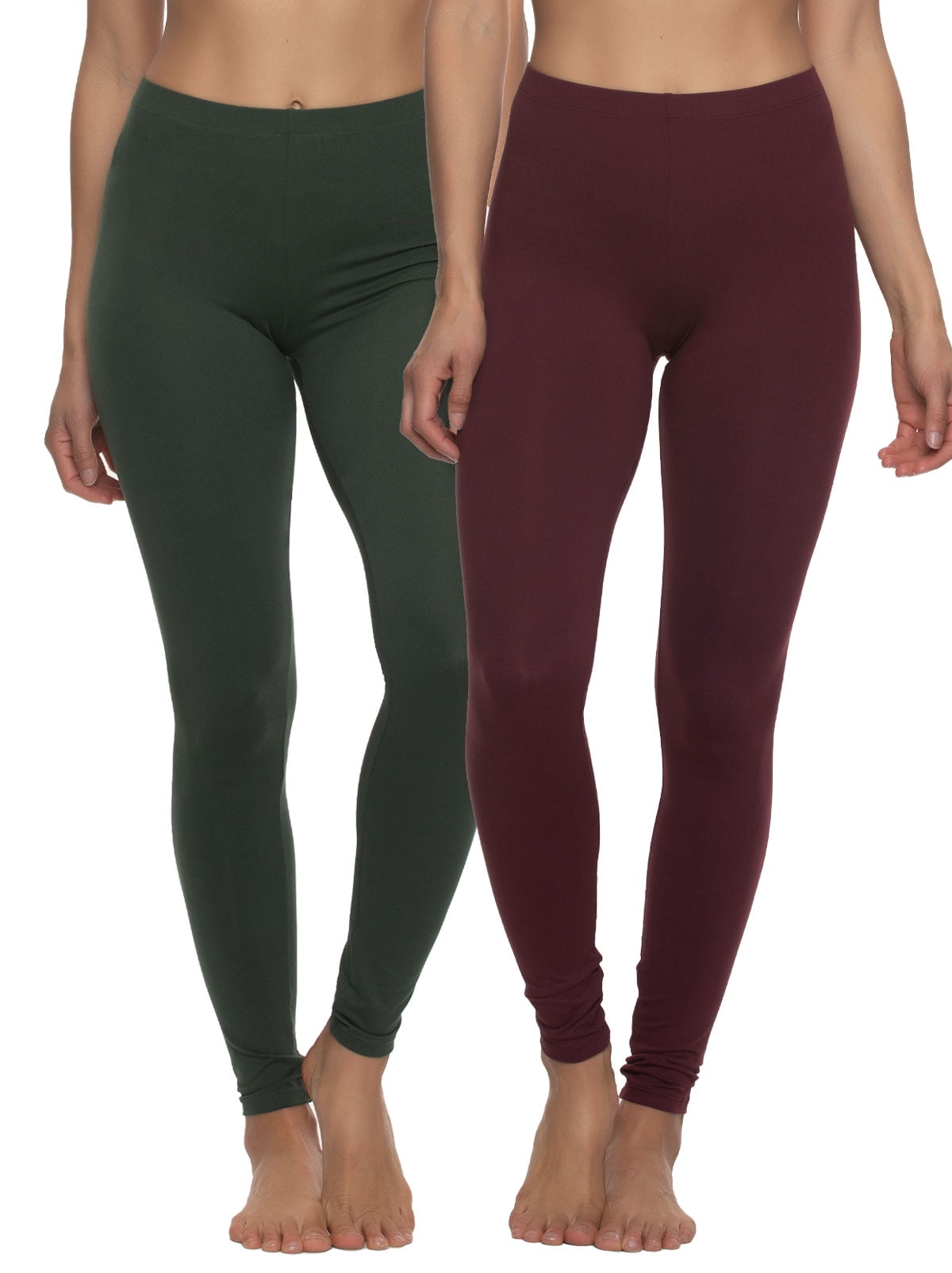 Felina Velvety Super Soft Lightweight Leggings 2-Pack - For Women - Yoga  Pants, Workout Clothes (Wine Hunter Green, Medium)