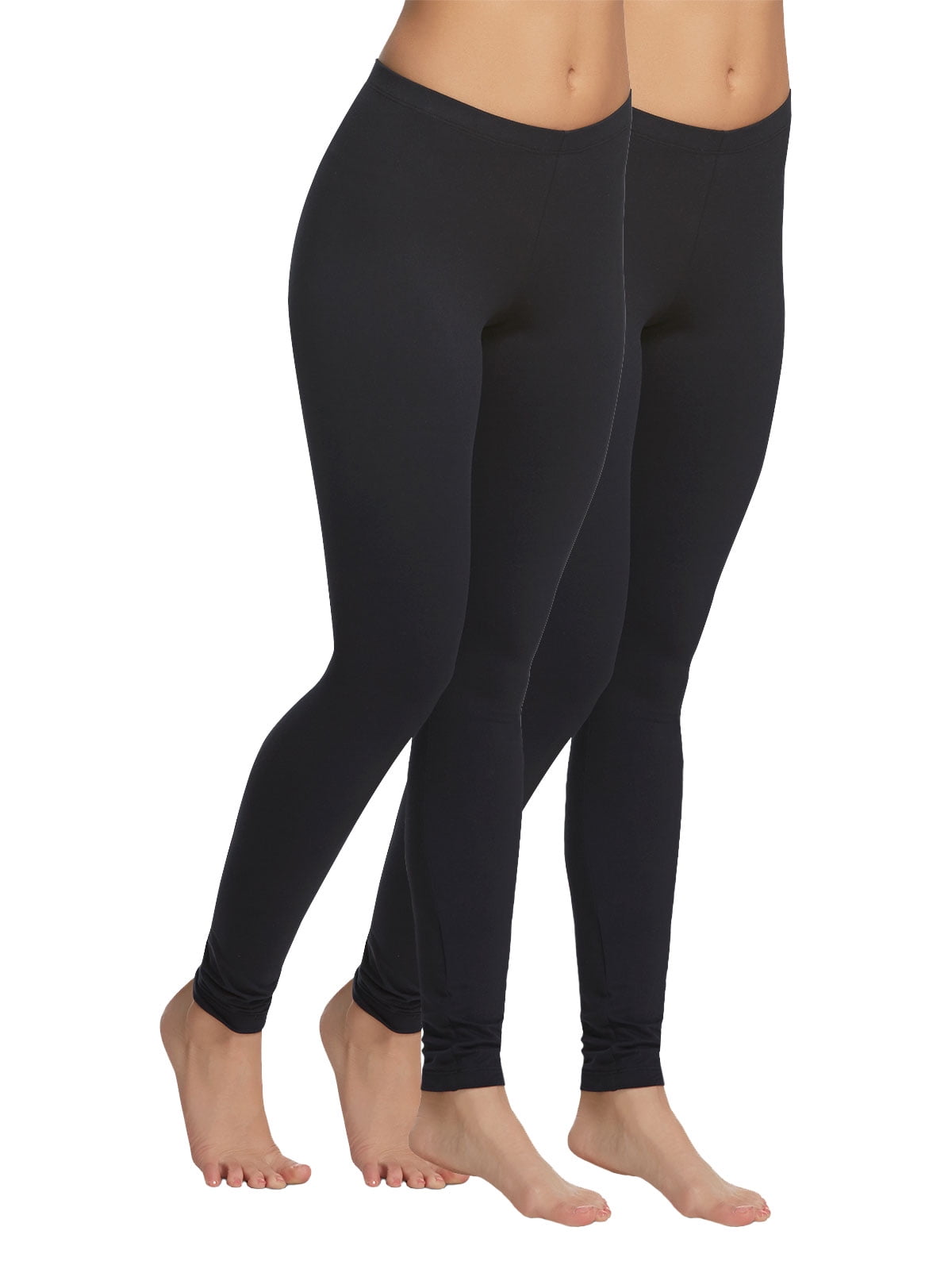 Felina Velvety Super Soft Lightweight Leggings For Women - Yoga Pants (2- Pack) (Black, Medium) 