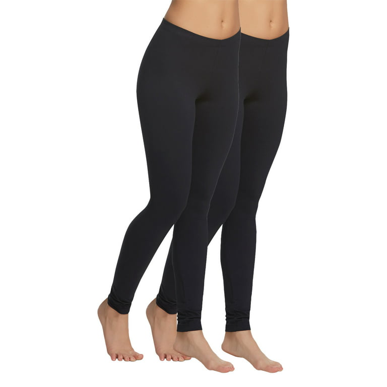 Felina Velvety Super Soft Lightweight Leggings For Women - Yoga Pants (2- Pack) (Black, Medium) 