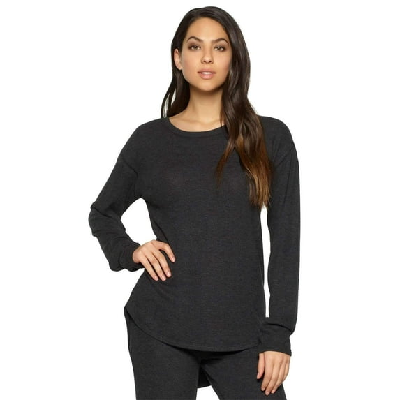 Felina | Victoria Long Sleeve Crew Neck Top | TOP ONLY | Pants Not Included (Charcoal, Small)