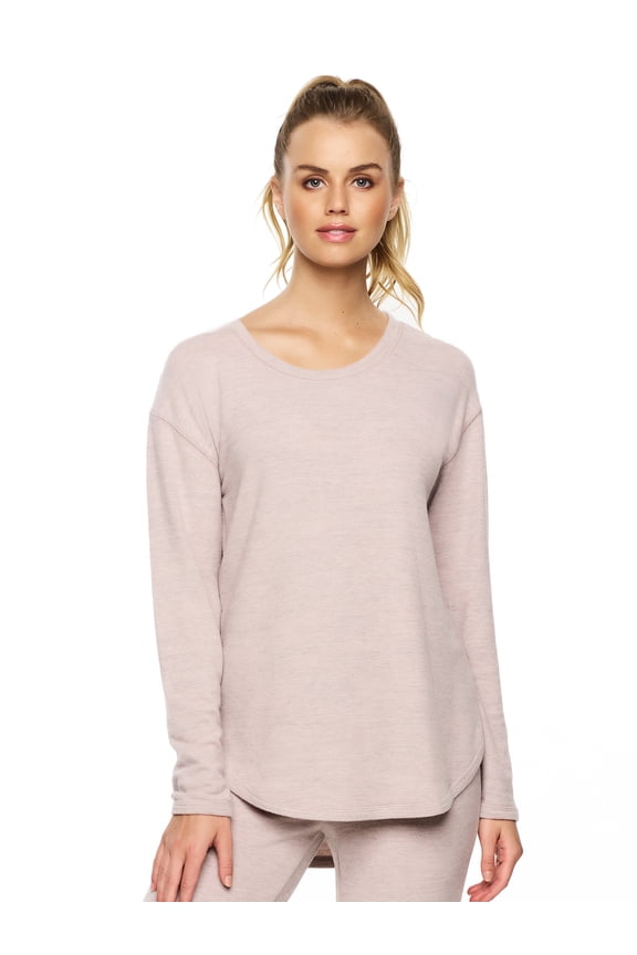 | Victoria Long Sleeve Crew Neck Top | TOP ONLY | Pants Not Included (Misty Rose Taupe, Small)