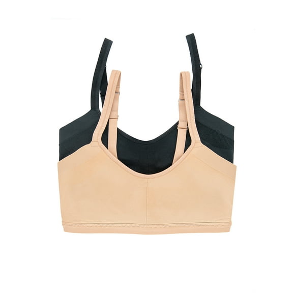 Felina | Wireless Seamless Side Smoothing Bra 2-Pack | Comfort | Support | Shape (Black Warm Neutral, XX-Large)