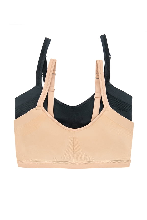 | Wireless Seamless Side Smoothing Bra 2-Pack | Comfort | Support | Shape (Black Warm Neutral, XX-Large)