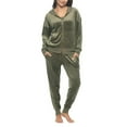 thumbnail image 1 of Felina Women's 2 Piece Velour Track Suit, Hoodie and Jogger Lounge Set (Medium/Deep Olive (Green)), 1 of 8