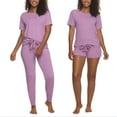 thumbnail image 1 of Felina Women's 3-Piece Soft Jersey T-Shirt, Shorts and Pants PJ Lounge Set-Purple / S, 1 of 6