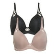 thumbnail image 1 of Felina Women's Clothing T-Shirt Bra - Seamless Bras for with Soft Fabric, Essential Bras for All-Day Support (Black Rose Tan 2-Pack, 38DDD), 1 of 3