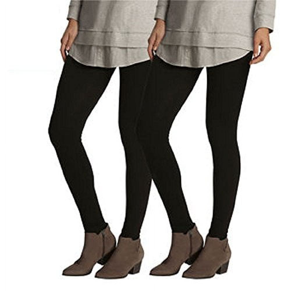 Felina Women's Cotton Modal Lightweight Legging 2-pack Elasticized  Waistband (X-Large, Black) 