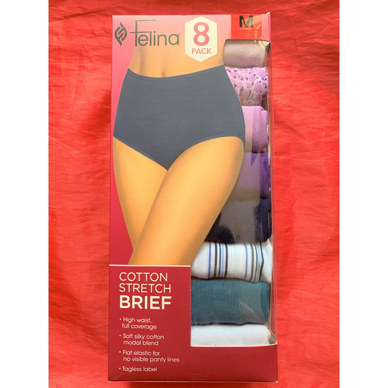 Felina Women's Cotton Stretch High Waist Brief Panties 8-Pack (Size M ~  Medium)
