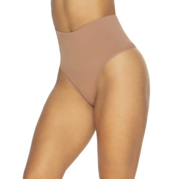 Felina Women's Fusion Waist Shapewear Thong (Hazelnut, 2X)