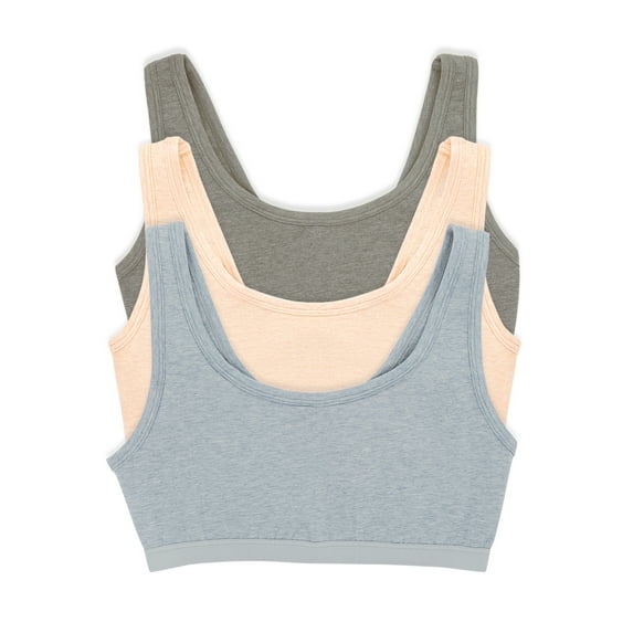 Felina Women's Organic Cotton Bralette 3 Pack | Super Soft & From Plant-Based Dyes (Silver Mist, Small)