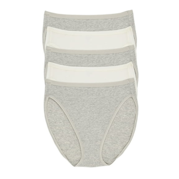 Felina Women's Organic Cotton Stretch Hi Cut Panty 5-Pack Underwear
