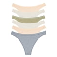 thumbnail image 1 of Felina Women's Organic Cotton Thong Underwear, 6-Pack, 1 of 4