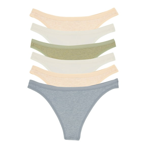 Felina Women's Organic Cotton Thong Underwear, 6-Pack