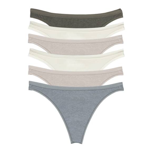 Felina Women's Organic Cotton Thong Underwear, 6-Pack
