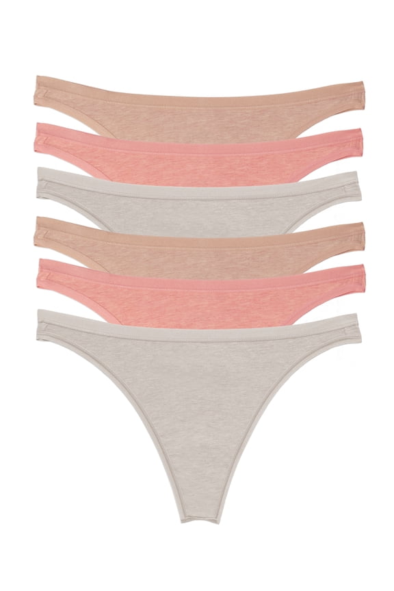 Women's Organic Cotton Thong Underwear, 6-Pack