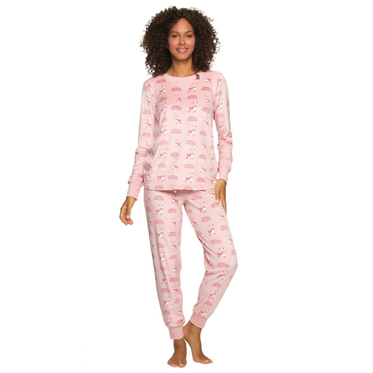 Felina Women s Printed Micro Fleece Pajama Set V Notch Top