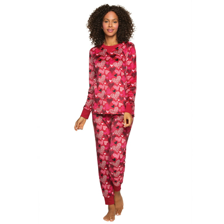 Felina | Women's Printed Micro-Fleece Pajama Set | V-Notch Top & Jogger  (Silver White Zebra, X-Large)