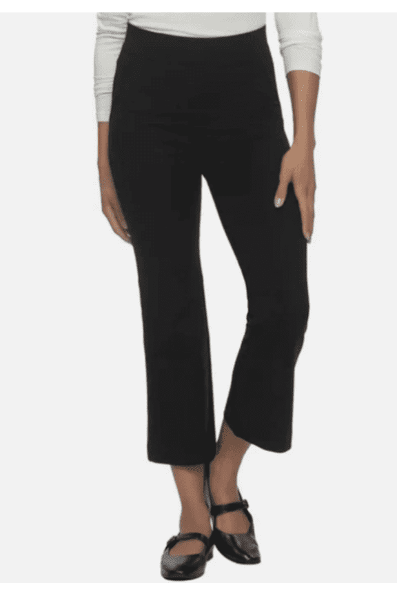 Women's Pull-On Tummy Control Crop Pants Black XL